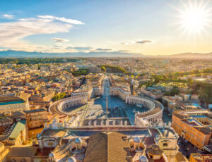 View of St. Peter Square and Rome skyline View of St. Peter Square and Rome skyline