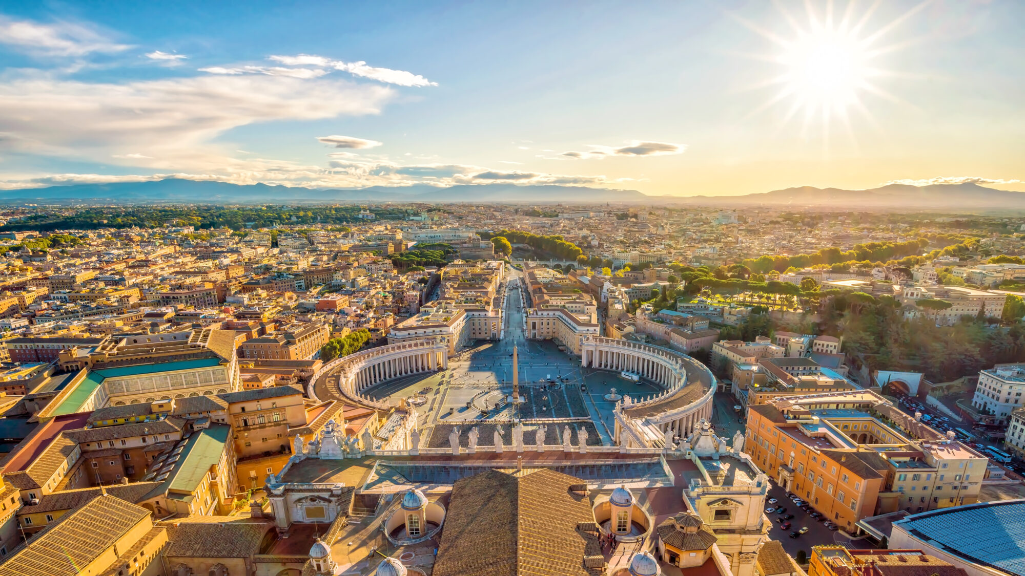 View of St. Peter Square and Rome skyline View of St. Peter Square and Rome skyline
