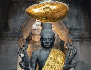 Eight-Armed Vishnu Statue, Angkor Wat, Under Golden Ceremonial Canopy Eight-Armed Vishnu Statue, Angkor Wat, Under Golden Ceremonial Canopy