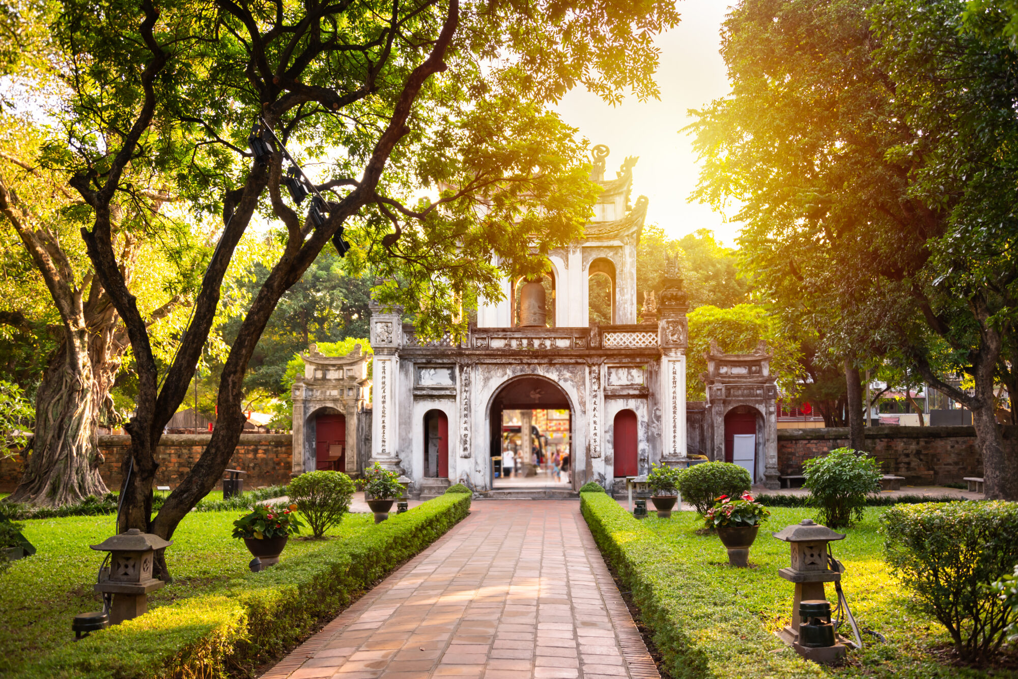 Temple of Literature in Hanoi, Vietnam in green park Temple of Literature in Hanoi, Vietnam in green park