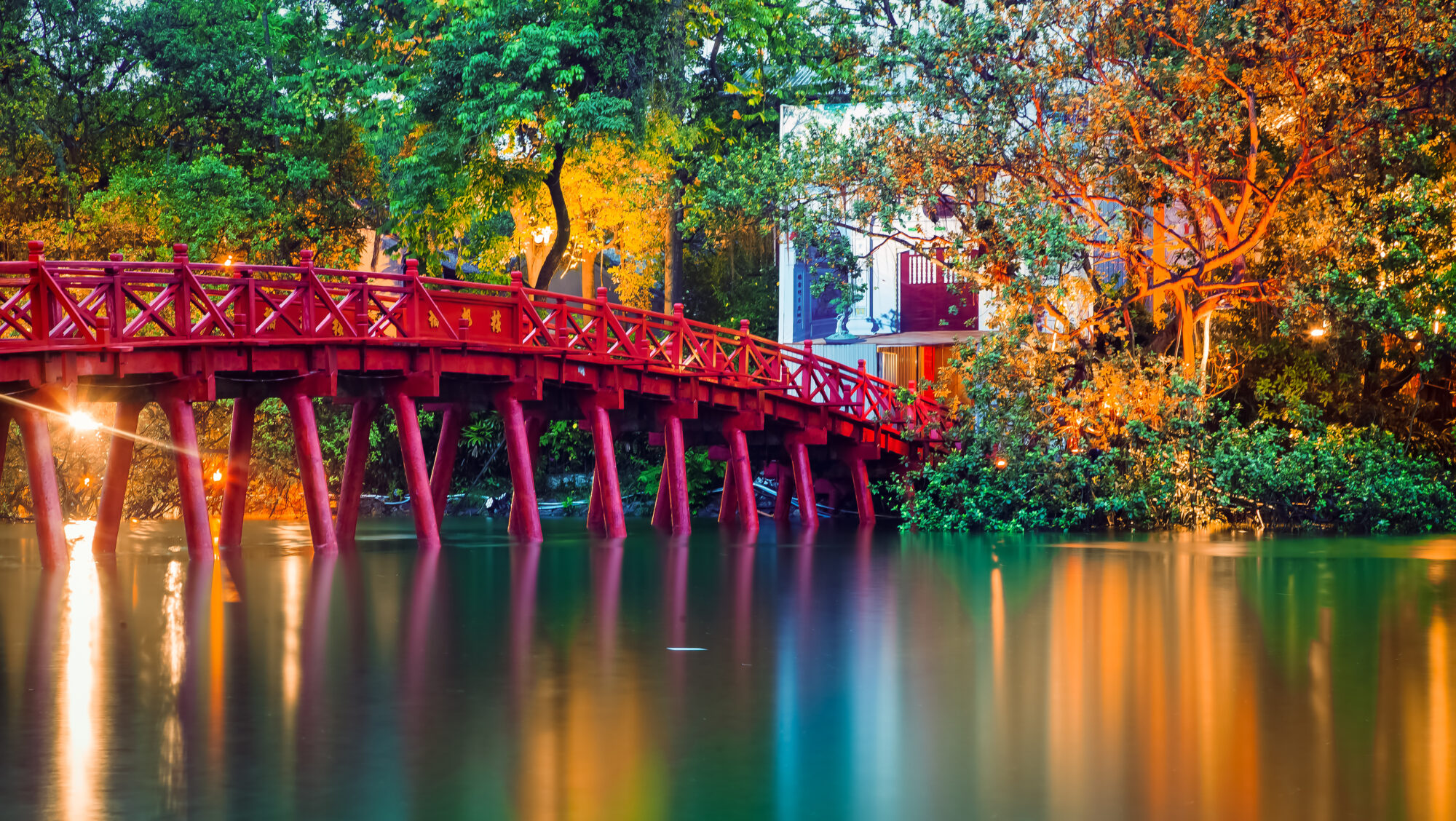 iconic red bridge in Hanoi, Vietnam iconic red bridge in Hanoi, Vietnam