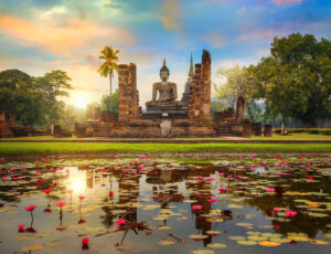 Sukhothai, Thailand - January 18 2017: Wat Mahathat Temple in th