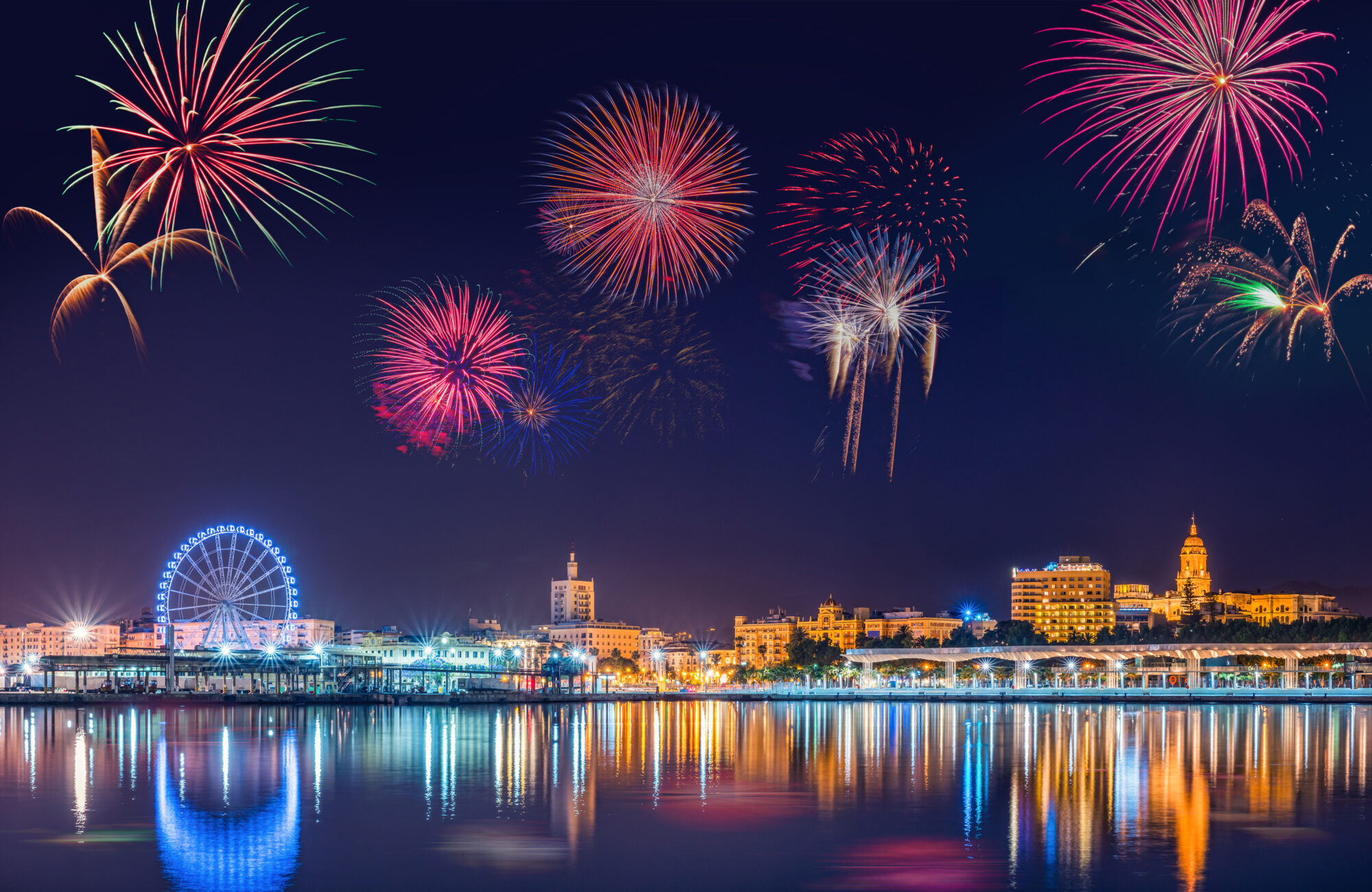 Malaga,(spain),With,Fireworks,During,New,Year's,Celebration viaggi organizzati Andalusia