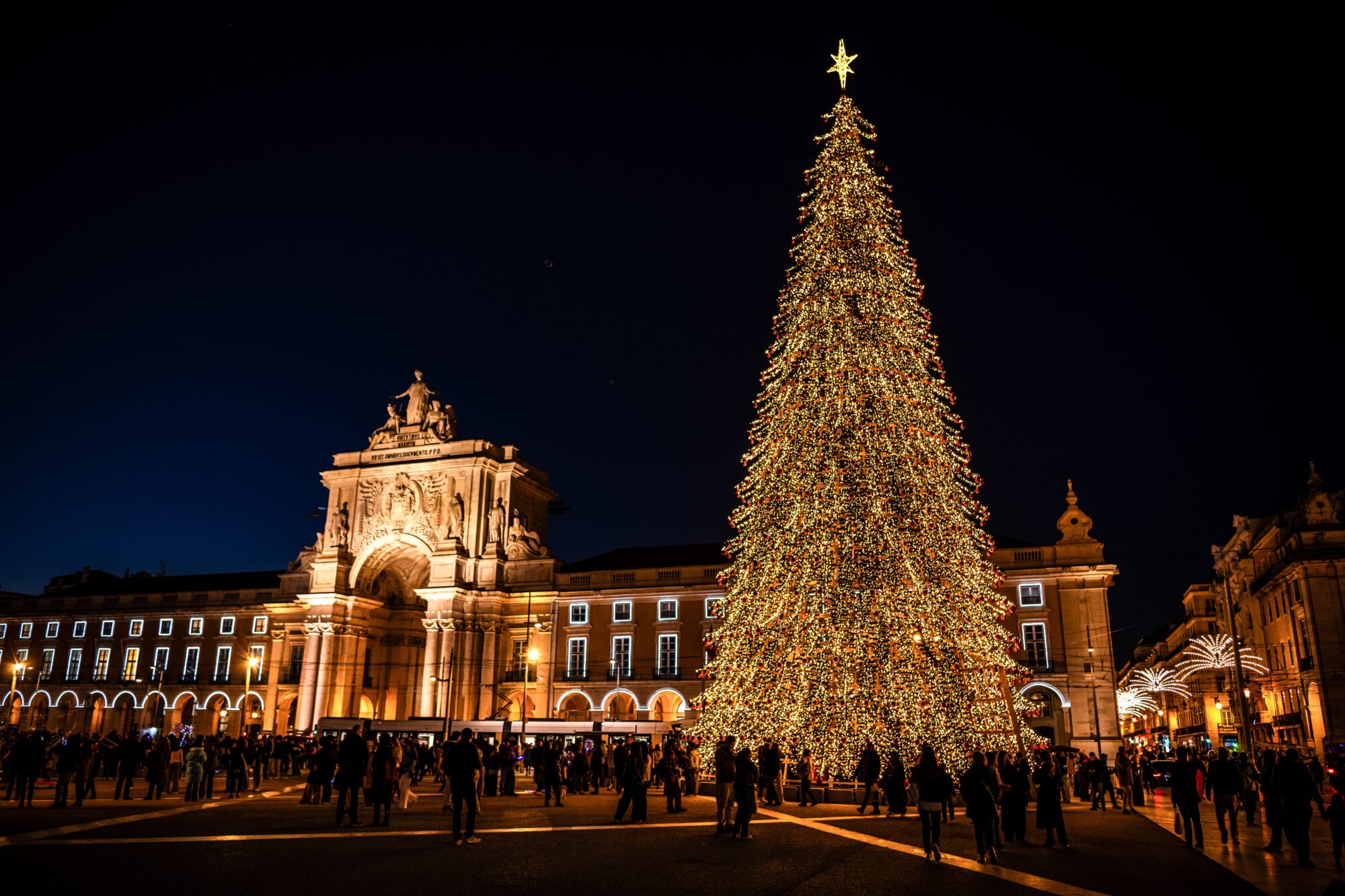 Night,View,Of,Christmas,Tree,And,Arco,Da,Rua,Augusta viaggi organizzati Portogallo Capodanno