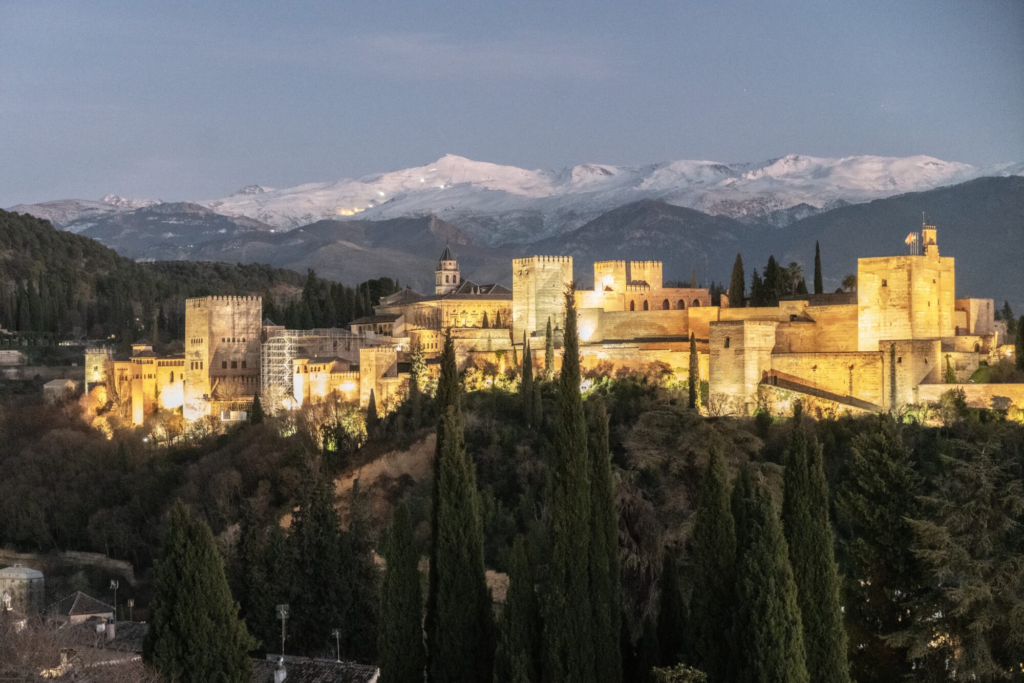 Alhambra,On,Nightmtime,In,Winter tour capodanno Andalusia
