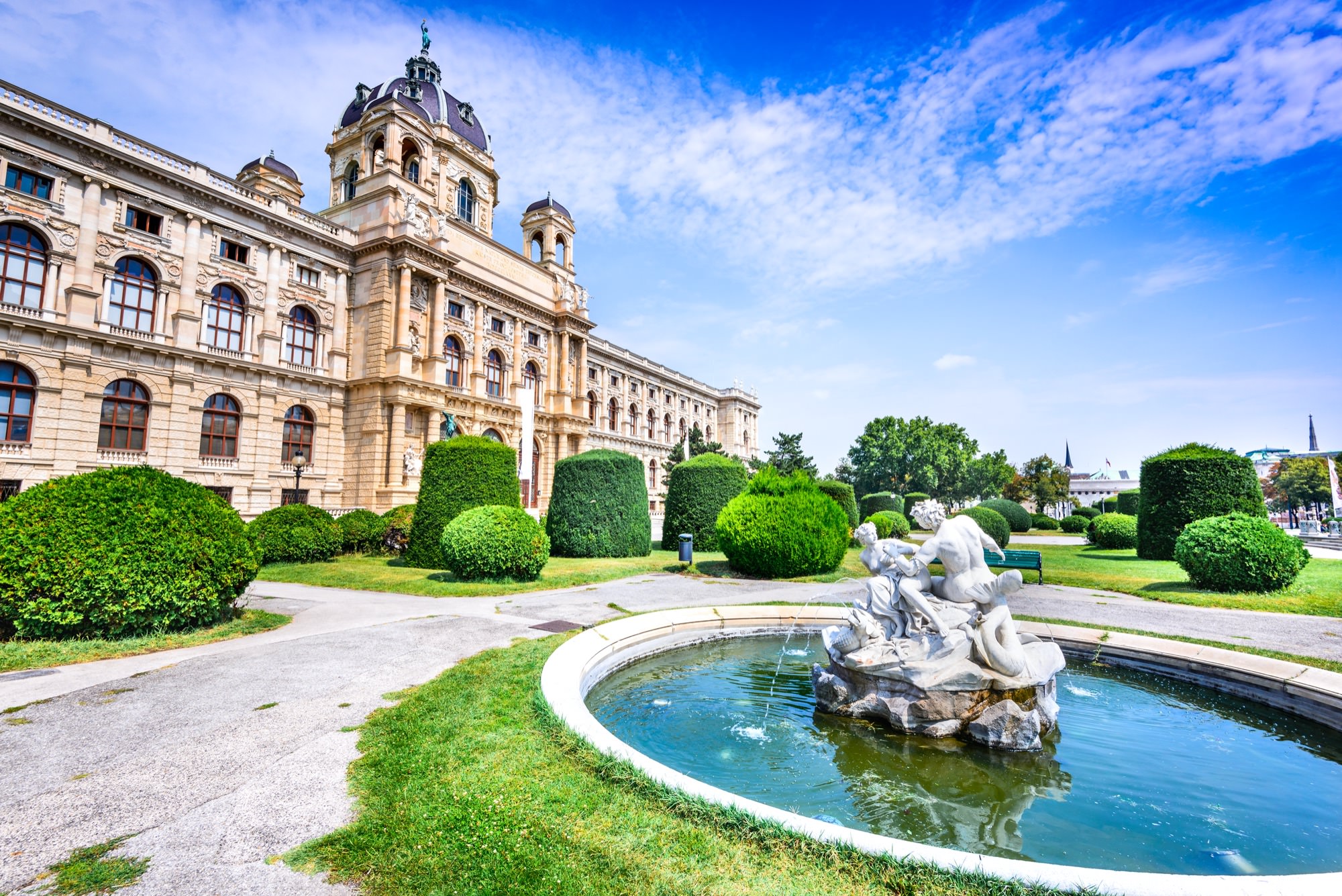 Vienna,,Austria.,Beautiful,Park,Of,Maria-theresien-platz,,Ringstrasse,In,Wien,,Austria