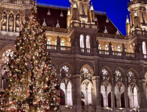 Christmas,Tree,In,Front,Of,Rathaus,,Vienna,,Austria tour 4 capitali