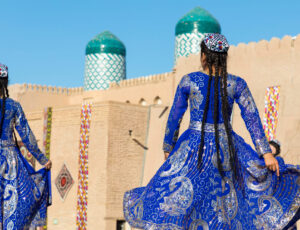 Folk dancers performs traditional dance at local festivals in Khiva, Uzbeksitan. Folk dancers performs traditional dance at local festivals in Khiva, Uzbeksitan.