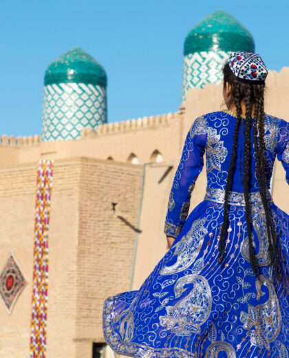 Folk dancers performs traditional dance at local festivals in Khiva, Uzbeksitan. Folk dancers performs traditional dance at local festivals in Khiva, Uzbeksitan.
