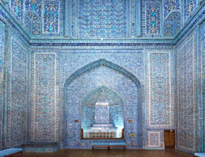 Mosaic wall inside Pahlavan Mahmoud Mausoleum in Ichan Kala heritage town Mosaic wall inside Pahlavan Mahmoud Mausoleum in Ichan Kala heritage town