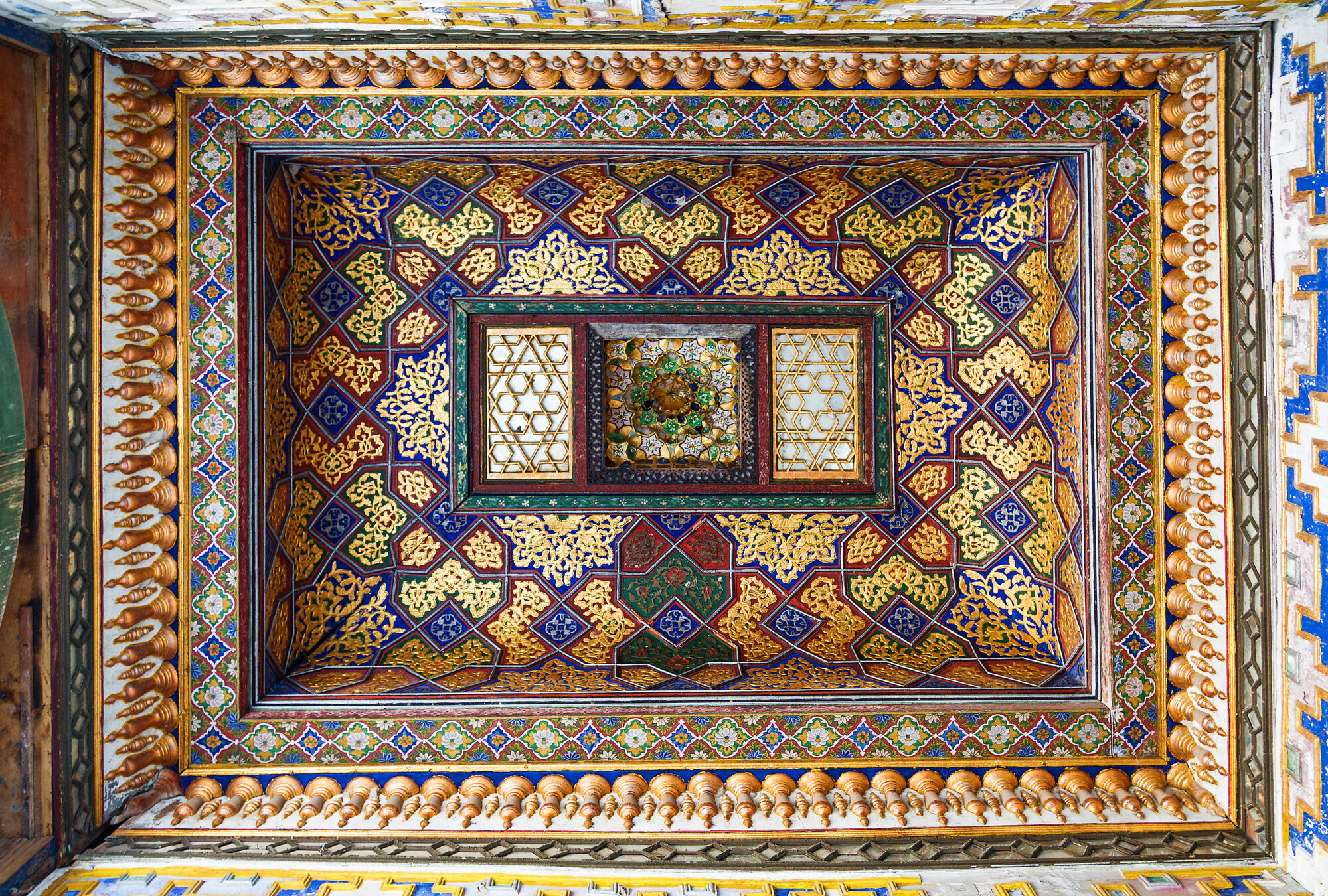 The guest house of the Sitorai Mokhi-Khosa Palace near Bukhara. Interior, ceiling. Uzbekistan The guest house of the Sitorai Mokhi-Khosa Palace near Bukhara. Interior, ceiling. Uzbekistan